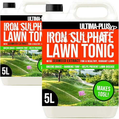 Ultima-Plus XP Iron Sulphate Lawn Tonic Liquid Fertiliser with Seaweed Extract - Provides Greener Grass and Hardens Turf (10 Litres)