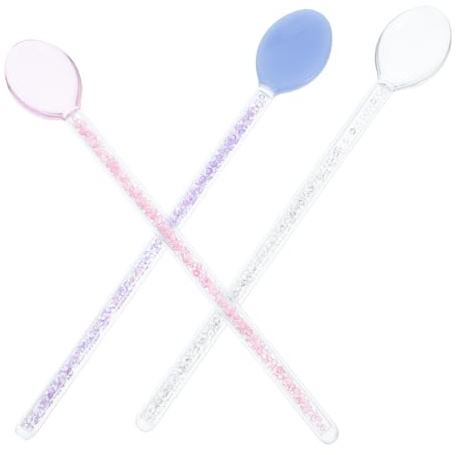 TOPPERFUN Lot de 3 Cuillères Longues en Verre Résistant, Agitateur Polyvalent pour Café et Jus, Designs Bleu, Rose et Transparent, pour Boissons et Desserts Raffinés