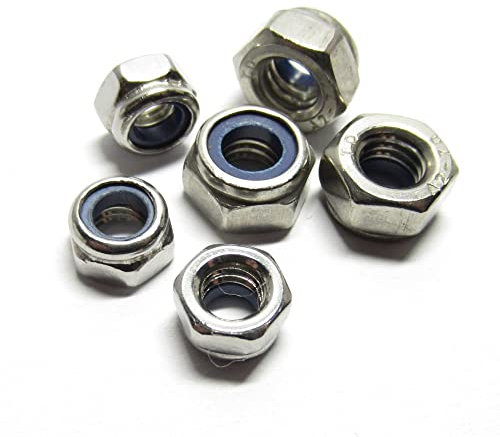 XIAOGYYE Lock Nuts, Din985 M2 M2.5 M3/M4 M5 M6 M8 M10 M12 Stainless Steel Self-Locking Nut Nylon Lock Nut Locknut Slip Nylon Hex Nut 50/30/10Pcs/M8(30Pcs)