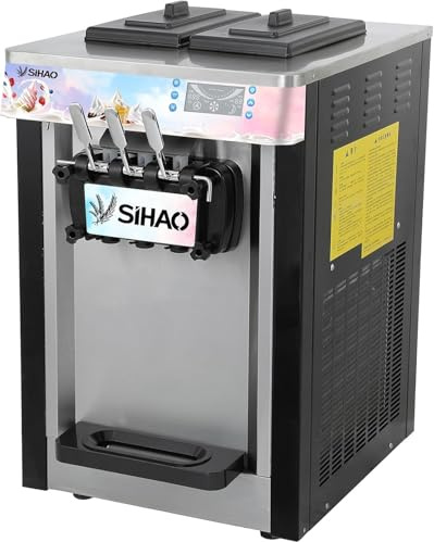 1900w Machine à CrèMe GlacéE Commerciale Machine à CrèMe GlacéE Molle 20-22L/H Machine à CrèMe GlacéE 3 Saveurs Pour Les Bars De Restaurant,Bars,Familles (L20AN)