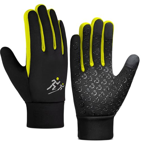 AOTOW Kids Winter Running Glove - Cold Weather Touchscreen Warm Gloves Riding Thermal Windproof Gloves for Hiking Biking Anti-Slip Outdoor Sports Glove for Childrens 4-12 Year Old
