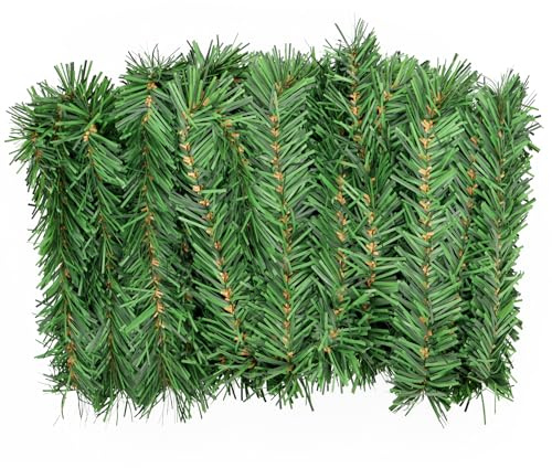 Guirlande de Noël, 15 Mètres - Artificielle Non Illuminée Vert Doux - Décoration de Fêtes pour Intérieur et Extérieur(15m)