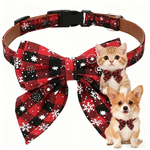 GIUSOBG Weihnachten Hundehalsband 2 x 45 cm Verstellbares Hundehalsband Abnehmbare Fliege Pet Halsbänder, Als Dekoration für Haustiere, Katzen und Hunde