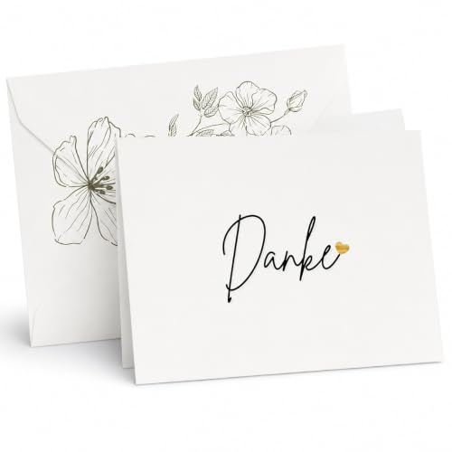 Roxisha 10er-Set Dankeskarten mit Umschlägen, 10,4 x 14,8 cm Grußkarten | Elegantes Blumendesign, Perfekt für Hochzeiten, Geburten, Geburtstage, Taufen, Feiern, Ruhestand & Besondere Anlässe