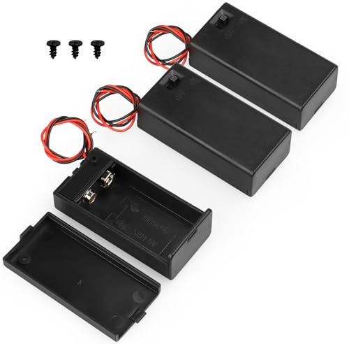 VWEICYY 9V Battery Holder,9V Battery Connector with Switch,9 Volt Battery Holder with Leads，Widely Used in Student Experiments,LED Strips or Other Devices with 9V Batteries (3 Pack)