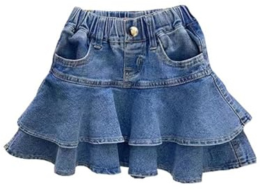 2026 Falda vaquera para niña, informal, cintura elástica, cómoda, falda de verano para niñas pequeñas, azul, 9-10 años