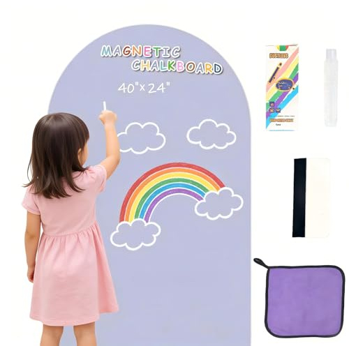 Removable Magnetic Chalkboard 24x40 Wall Decal, Reusable Chalk Board with Damage-Free Adhesive, Strong Magnet, Wet-Erase & Easy to Install, Perfect for Playroom-Lavender