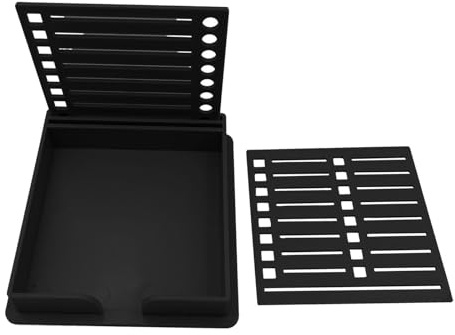 FewNvWa Sticky Notizhalter mit Schablone Haftnotizhalter Schreibtisch Organizer Memo Aufbewahrung Aus Pflegeleichtem PP Material für Studenten Geschäft Schule, Schwarz