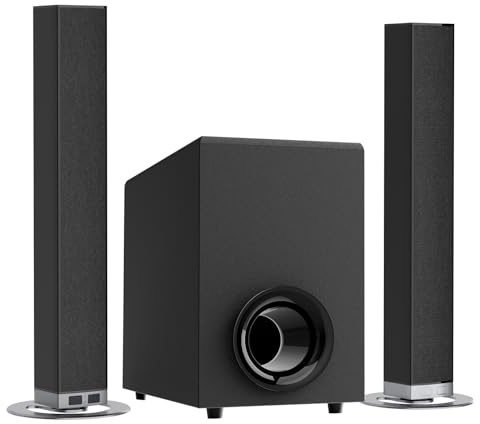 HoYLluDLL Soundbar for TV with Subwoofer, 120W Bluetooth 5.3 Sound bar Home Theater System with Wired Subwoofer, Deep Bass Sound System with BT/ARC/Optical/AUX Connection, 1 Set