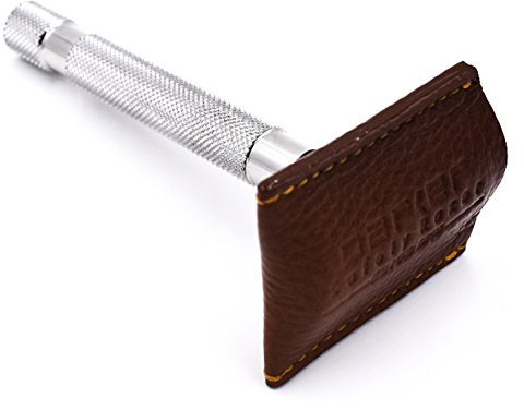 Parker Safety Razor Parker'S Genuine Leather Double Edge Safety Razor Protective Sheath/Travel Cover - Fits All Standard Safety Razors - Color: Saddle Brown