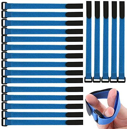 Gebildet Fascette per Cavi in Nylon - 20 Pezzi 2 × 30 cm Riutilizzabili Con Hook e Loop, Adesivi di Fissazione Regolabili per Gestione Cavi (Blu)