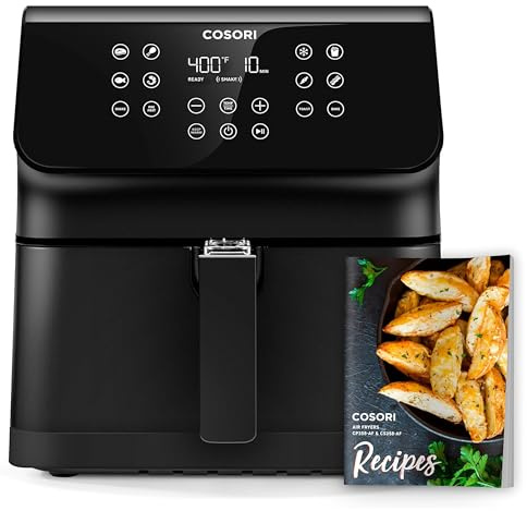 COSORI 12-in-1 Air Fryer 5.8QT, Toast, Bake, Nutrition Facts for 100+ In-App Recipes, AdaptIQ Tech Fast Cook, for Main & Side Dishes, Snacks, Leftovers, Detachable Square Basket, Dishwasher Safe