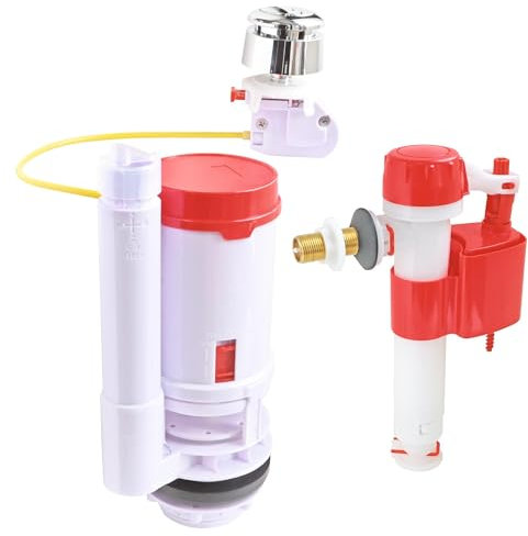 SOMATHERM FOR YOU, Chasse d'eau de WC complet avec câble double chasse et robinet flotteur réversible, adaptable à tous réservoirs, économique, facile à installer, garantie 10 ans