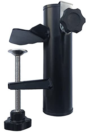 Morobor Abrazadera de sombrilla de patio, soporte de sombrilla de exterior, soporte de sombrilla de pesca en la playa para cubierta, blanqueadores, portones traseros, barandillas, barcos