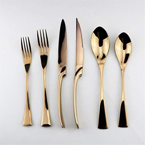 6/12 / 24 stücke Luxus Geschirr Western Rose Gold Überzogene Besteck Speisenmesser Gks Dessert Scoops Set Graving Geschirr Set essgeschirr (Color : 2 set 12pcs)