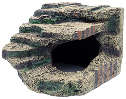 JIHAQUA Large Resin Reptile Tank Accessories Hideouts Cave Habitat Decor for Leopard Gecko Lizards Turtle