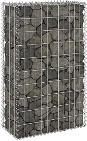 WIFESE 60x30x100 cm Gabionenwand mit Abdeckung Steinkorb Gabione Gabionenkorb Pfosten Gabionen Hochbeet Gabionen Zaun Gabionensäule Steingabionen Pflanzkasten Gabionenkörbe Verzinkter Stahl