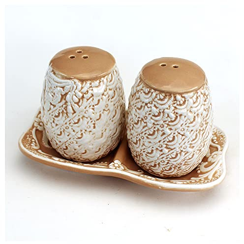 DLM 32750 (Kit 12 Pezzi) Sale e Pepe in Porcellana Shabby Chic Bianco e Beige Design Bomboniera Utile Matrimonio Nozze Anniversario bomboniera