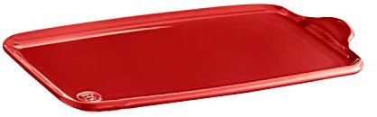 Emile Henry Aperitivo XL Back- und Servierbrett, Keramik, rechteckig 32 x 21 cm, Grand Cru Rot