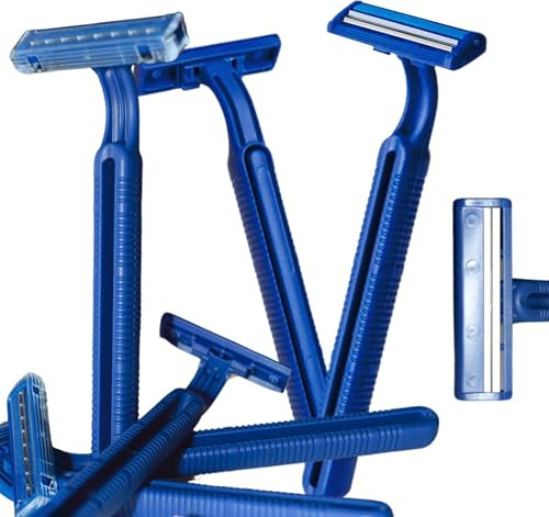 Men’s Razor (20 pack) Double Blade Blue Razor Disposable Razors for Men Women Shaving Razor Blades Chrome Coating Sharp Blades Facial Hair Removal Shaver