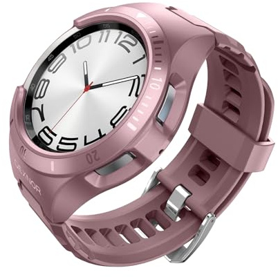 Dexnor Klockfodral till Samsung Galaxy Watch 6 Band [47 mm] helkroppsstötfångare stötsäkert, robust upphöjd infattning snap-on fodral.