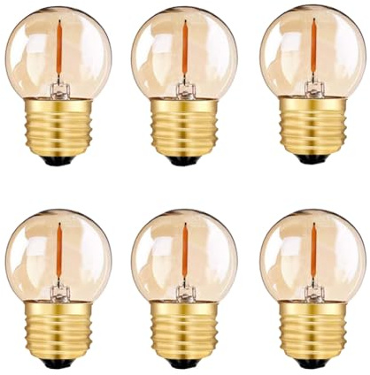 Tsunetani G40 G12.5 Led Filament Mini Globe Light Bulbs 0.5W Equivalent to 5 Watt Incandescent Low Watts Led Bulb E26 Base 2200K Edison Bulb Decorative Lighting-6 Pack