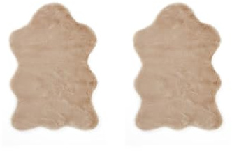 -Luxor- Living Coste - Lot de 2 Tapis Moelleux en Fourrure synthétique pour Chambre à Coucher - Idéal pour Une Utilisation comme Descente de lit - 55 x 80 cm - Taupe