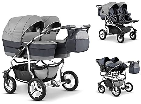 Elcar Zwillingskinderwagen 4 in 1 Twin Star inkl. Autositzen - 16 Farben