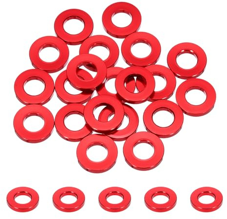 QUARKZMAN 20PCs Arandela Plana de Aluminio Anodizado Arandela Avellanada Agujero Diámetro 6mm Arandelas Redondas para Tornillos Accesorios de Modelos RC/FPV/PC/Drone (Rojo)
