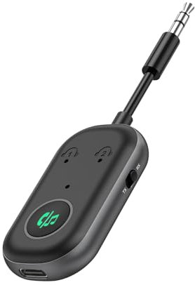 OQIMAX Newest Bluetooth 5.3 Transmitter Receiver, 2-in-1 Bluetooth AUX Adapter with Dual Connection, 13Hr Playtime, Plug and Play, Portable Wireless Audio Receiver for TV, PC, Car Audio Systems