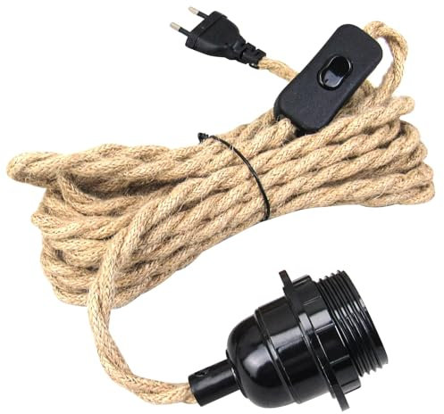 E27 Vintage Lampenfassung Pendelleuchte, Lampenkabel mit Schalter und Stecker, Einzelkopf Lampenkabel Hängende Leuchte, DIY Hängelampe für Esszimmer Schlafzimmer Loft Lager, Ohne Glühbirne