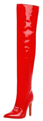 HSyc JRX Lack Overknee Stiefel mit Stiletto Absatz High heels Langschaft Stiefel42.5