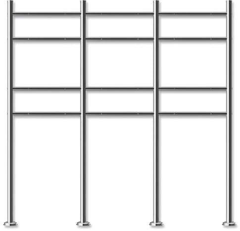 Metzler Briefkasten Ständer aus Edelstahl 6-Fach horizontal - Briefkastenständer für 6 Briefkästen, Briefkasten Standfuß rostfrei und wetterfest | Gesamthöhe 142,20 cm | Modell Erpo