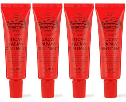 Treats from Home, Lucas Pawpaw Ointment 4 x 15g Pawpaw Balm for Lips & Dry Skin - Unique All Skin Types, All Gender- Any Season Gift Pack.