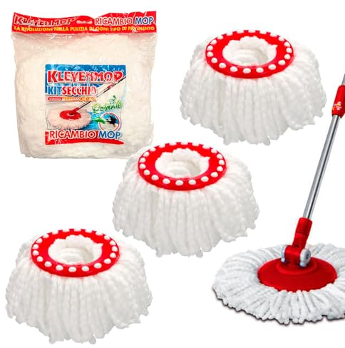 KLEVENMOP Set di 3 Ricambio Mop, Compatibile Roto mop, in microfibra