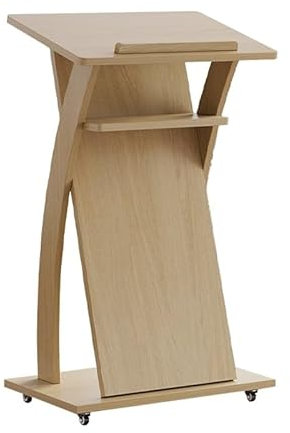 CMYCYDDPLY Stehtisch, Tragbares Podium, Hostessenständer, Rollpodium, Mobiler Rednerpult-Podiumständer, for Konferenz-Auditorium-Seminar-Schulhochzeit(Natural)