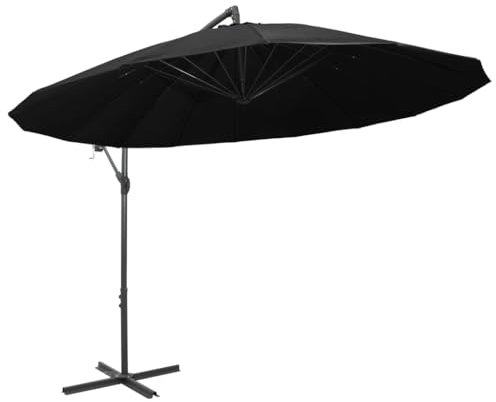 prissent Balkon-Sonnenschirm Terrassenschirm Moderne Patio Umbrella Marktschirm Strandschirm Gartenmöbel Multifunktionale Terrassenmöbel Wasserdicht und Sonnenschutz Schwarz 270x246 cm