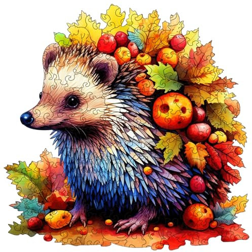 Kingbar Holzpuzzle Für Erwachsene, 300 Teile Igel Holz Puzzle, Tierpuzzle Einzigartige Form Puzzleteile, Perfekt Für Heim Dekor Und Geschenke, 34.5 * 34.5cm