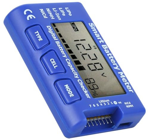 Battery Meter, Digital Battery Meter with LCD Backlit Display 5 in 1 Smart Digital Capacity Checker for LiPo/Life/Li, Testers