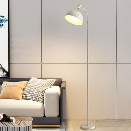Weiße Creme Stehlampe Rostfreie Metall Stehlampen Moderne Minimalistische Vertikale Lampe Verstellbarer Kopf Stehende Stehleuchten Leselampe Hohe Stehlampe Innenstehleuchte Für Wohnzimmer, Schlafzimme