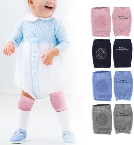 KQOZG Baby Krabbelknieschoner, 4 Paar, Rutschfest, Vlies, Für Jungen und Mädchen, Alter 0-24 Monate