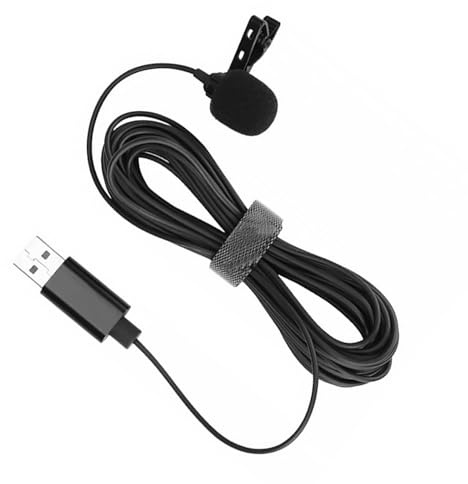 ifundom Micrófono USB de Solapa Clip, Aleación de Aluminio Negro