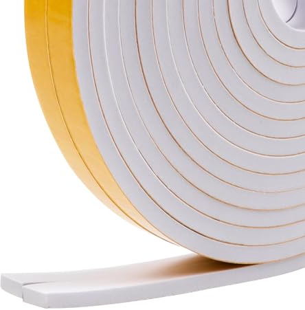 Sunroda 33Feet Weather Stripping Seal (1/2 x 1/4) for Door Window, High Density Foam Tape, Soundproofing, Insulation Strip, Door Sealers for Door Frame- White