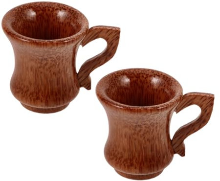 Mobestech 2piezas Copas De Vino De Madera Natural Unidades Cáliz Redondo Multiusos Para Bebidas Calientes y Frías Diseño Elegante y Saludable De Madera De