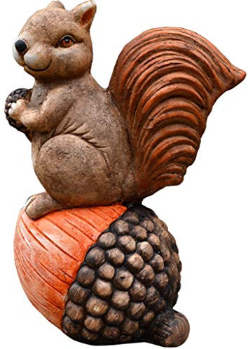 SaryEdge Gartenskulpturen und -statuen, Yard Art Große Außenstatuen Handgefertigte Eichhörnchen-Gartenstatue, Boden-bis-Decke-Tierfiguren aus natürlichem Ton, Kreativ (