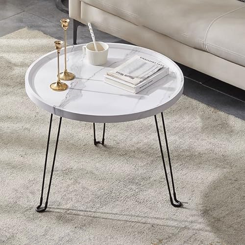 Kleinen Beistelltisch Couchtisch Holz Tisch: Klapptisch 1 PCS Sofatisch Modern Klappen Runder Größe: 40x40x38cm Beistelltische für Wohnzimmertisch Couch Schlafzimmer Sofa (Weiß, Einzel)
