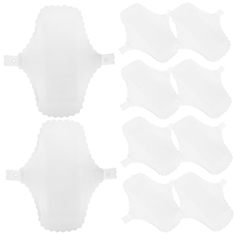 POPETPOP 10 pièces Serviettes Hygiéniques Lavables Coton Absorbant Lot de Protections Périodiques Réutilisables avec Bordure Dentelle Protection Anti-fuite Confortable pour Femmes et