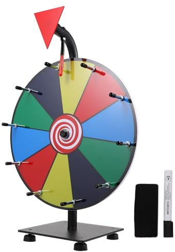 ZUNOXAZ Ruota dei Premi da Tavolo Cancellabile 12 Pollici 10 Settori Colorati Robusta e Portatile per Eventi Aziendali Feste e Giochi Interattivi