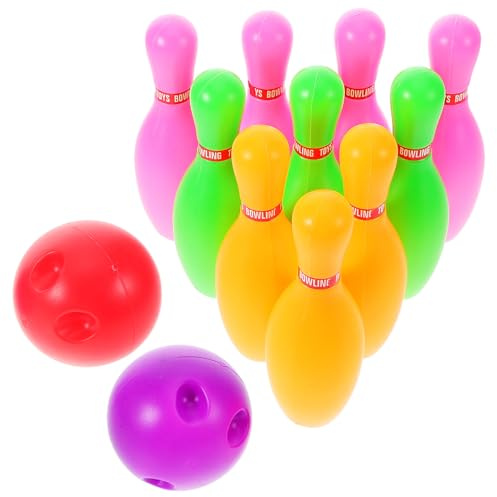 ORFOFE Set Gioco di Bowling per 19 Cm Birilli Colorati, Pallina Inclusa, Gioco Interattivo per attività Indoor ed Esterno, Sviluppa Coordinazione e Divertimento Famigliare