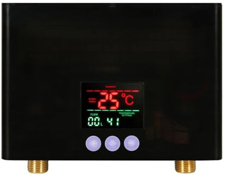Instant Water Heater Mini Electric Tankless Water Heater Wall-Mounted with LED Display Remote Control for Kitchen Bathroom Easy to Use(Nero,220 5500W)